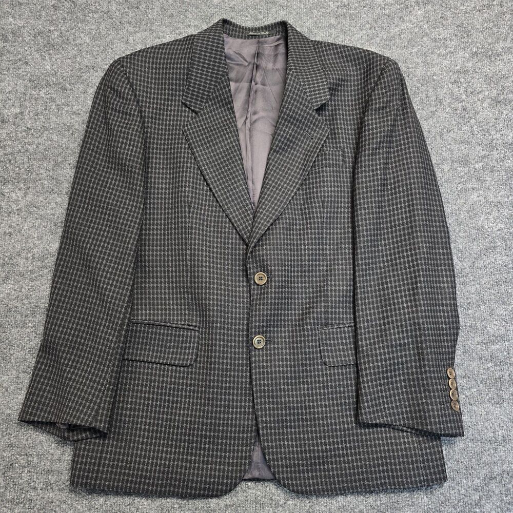 Luigi Bianchi Windowpane 100% Wool Check Plaid Blazer Sz EU 46S Made In Italy